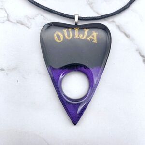 Black Purple Chrome Dipped Ouija Planchette Necklace